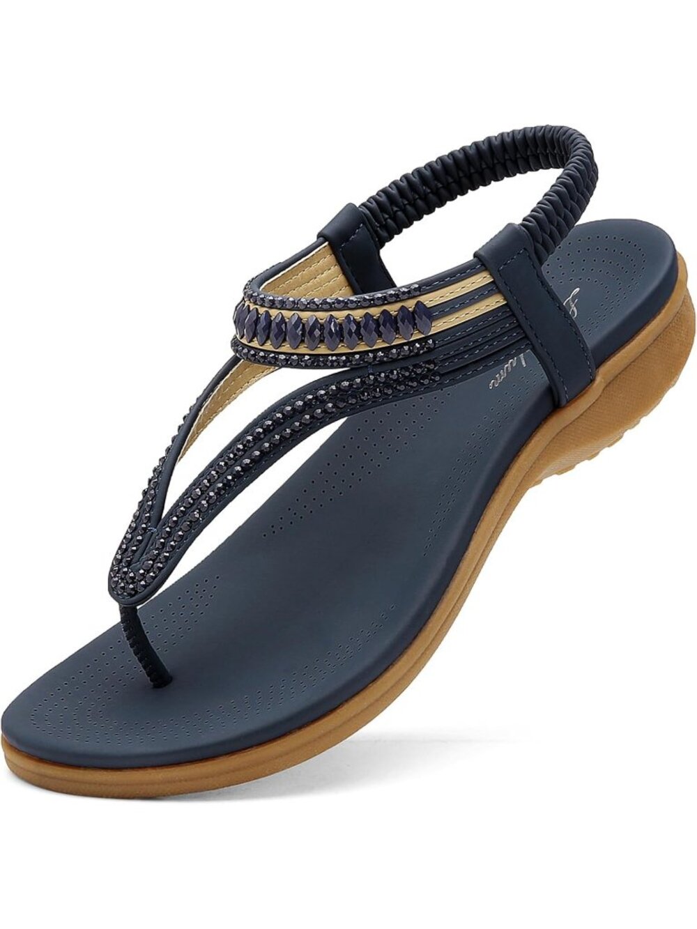 Women's Arch Support Flip Flops Classic Royal Blue Shoes Ankle Strap Flat Sandal